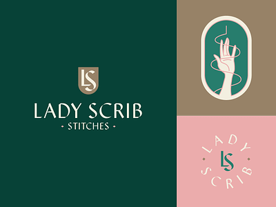 Lady Scrib Rebrand badge embroidery hand lady scrib lockup logo stitches