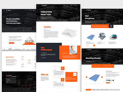Zaron Roofing Sheets adobe xd branding digital marketing industry template roofing sheets ui design web pages website design website template