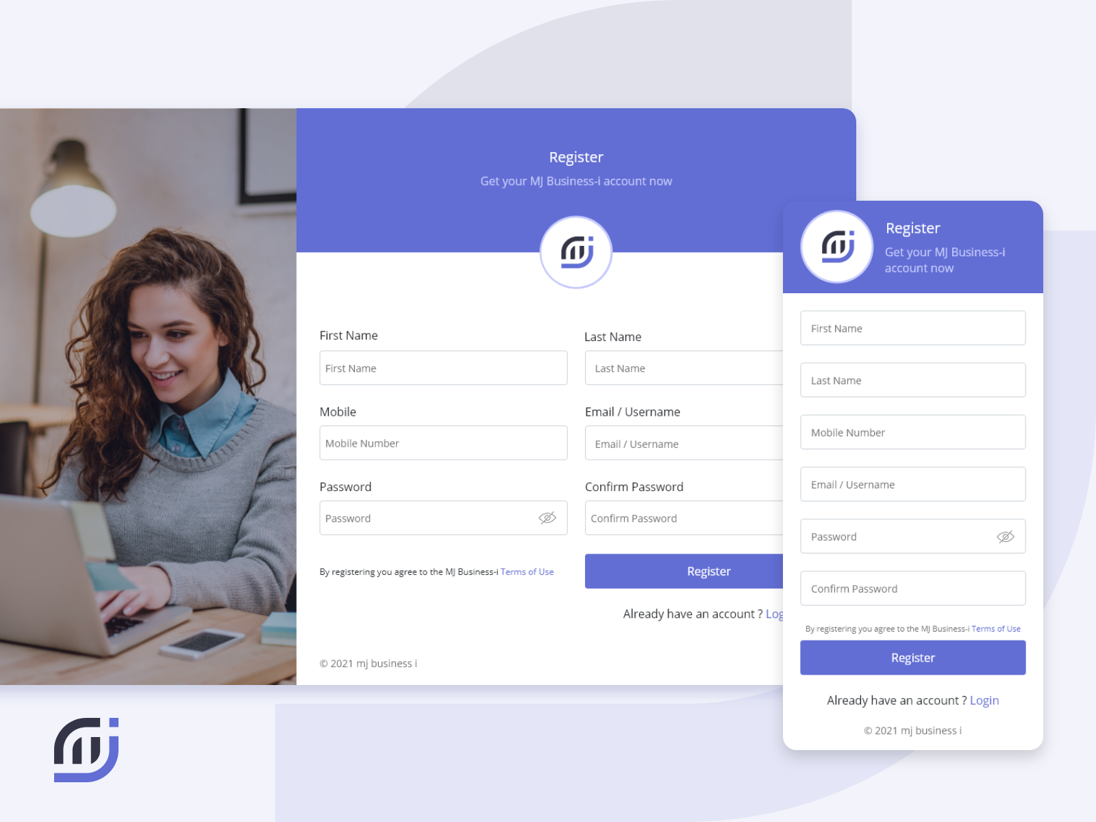 Register Mobile Screen_MJ Business Intelligence by Mukesh J on Dribbble