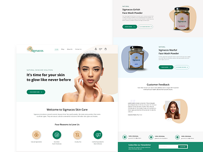 Website Landing Page_Natural Skin Care Solution branding cosmetic cosmetic website design digital marketing illustration landing page promotion skin care social media ui ui design website website template wireframe