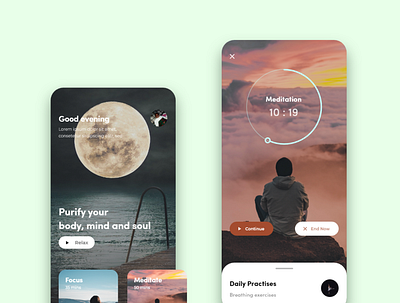 MeditateNow app app ui design designs meditate simple typography ui