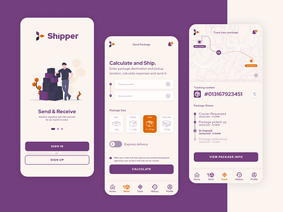 Shipper - UI/UX for Web and Mobile Delivery Service courier delivery mobile mobile app onboarding parcel shipment ui uiux ux