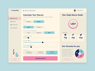 DailyUI 004 - Macro Calculator 004 app calculator calculator app calorie dailyui dailyui 004 fitness kcal macro macros nutrition web