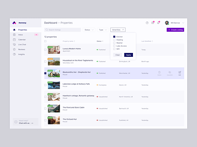 Vacation Rental Dashboard UI Concept #1 dash dashboard dashboard design dashboard ui rental ui user experience user interface ux