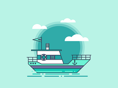 The Ship boat clouds illustration sea ship