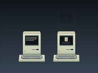 Sad Mac 128k apple computer dead illustration macintosh old old computer retro sad talking