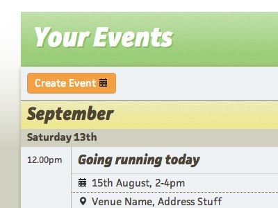 Event Listings css design event interface listing page screen webapp wip
