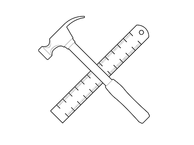 Tools black and white design diy hammer ilustration ruler simple tool