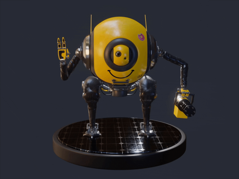 Smiley Mecha Turntable 3d 3d art 3d artist blender blender3d mecha robot smile smiley smiley face