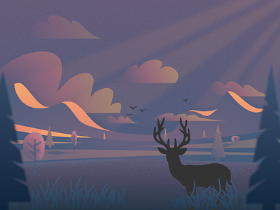 Sunrise animal deer design illustration space sunrise vector