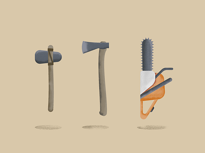 Evolution axe design illustration saw vector