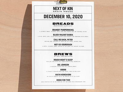 Next of Kin Menu