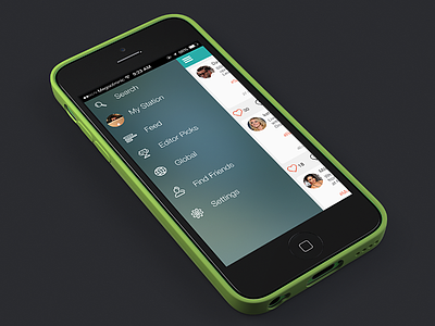 Side Menu 🔜 app icons instaradio ios7 navigation radio side menu teal ui white