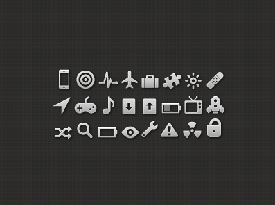 Icons v2 black grey icons iphone joystick lock photoshop rocket shuffle ui