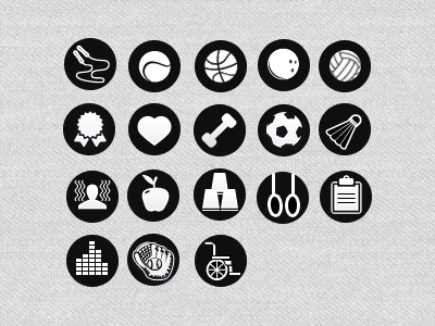 More icons activities adapted basketball bowling catching icons soccer sports tennis ui volley white