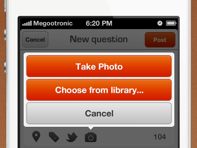 Take photo asknative grey ios orange photoshop popover ui