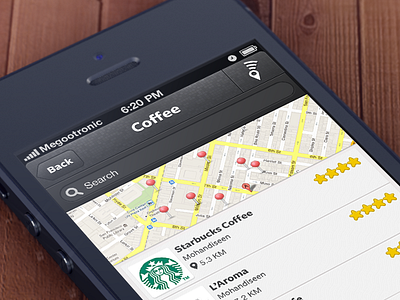 Coffee ☕ circletie coffee distance ios map photoshop places rating search ui