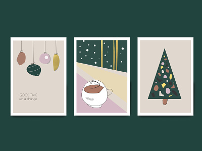 Christmas postcards for Manufacturing cafe branding christmas christmas card design flat flatdesign flatillustration illustration postcard typography vector