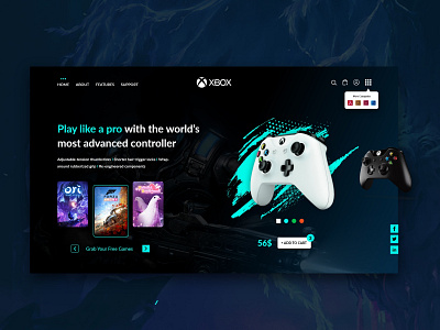 Xbox UI Design controller gamepad illustraion landing page modern design product design product page web ui web ui design website concept website design wordpress theme xbox