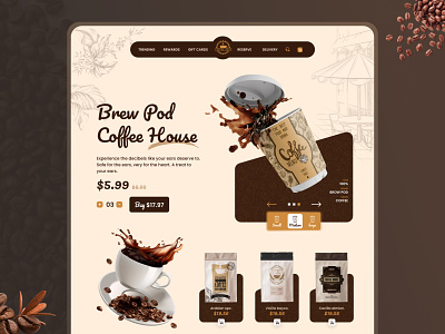 Coffee Shop Website Template - Hero Section Design