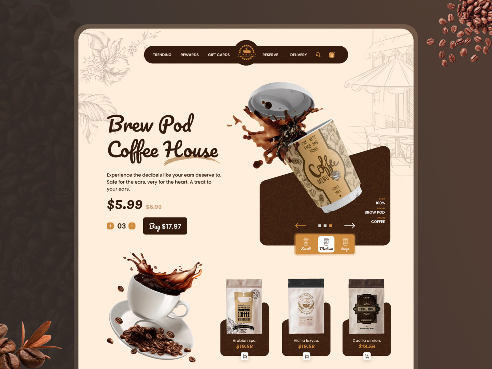Dribbble Coffee shop website template jpg By Bafi 1000xp