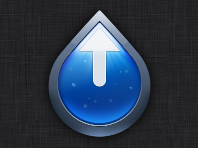 Drip App Icon app application blue bubbles dark file icon mac steel stitch upload water