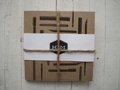 Handmade - CD Package black brown cardboard cd illustration ink packaging print screen sleeve string twine white wood