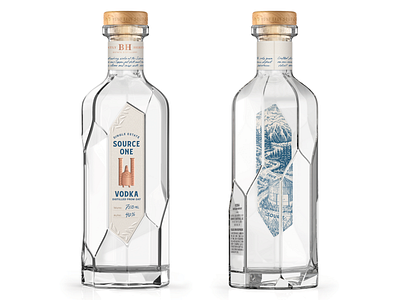 Source One Vodka Interior Label Illustration beverage packaging bottle label design drawing etching illustration illustrator ink drawing label label design label drawing label illustration label packaging packaging packaging design vodka vodka label