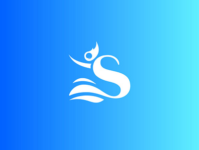 S Blue Slim Logo__ abstract blue branding clam community dance design graphic design group illustration logo logos modern people s sea swim vector woman