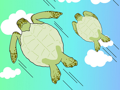 flying turtles art design draw drawing fly illustration sky turtle vector zeichnung
