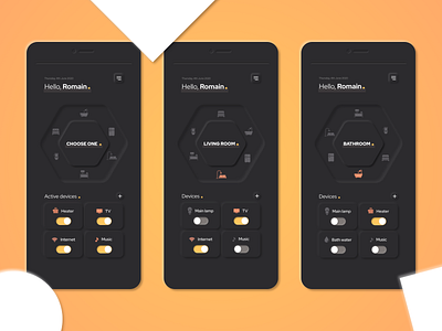 Mobile app - Neumorphism Smart Home app challenge dark mode home icon mobile neumorphism smart home ux