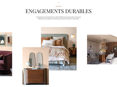 AMPM - Sustainability commitments - first shot decoration furniture luxury modern rebranding website