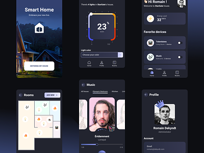 Mobile App - Smart Home - Dark Mode