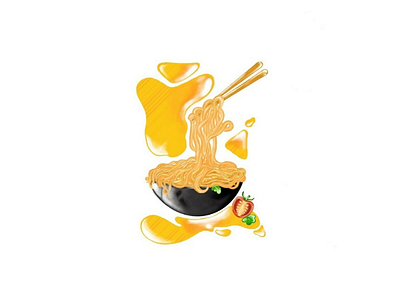 Noodles food digital art illustration