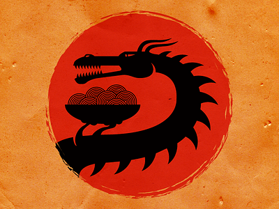 Gimme Sum China Grill - Seal chinese design dragon food identity logo mythological creature noodles soy sauce