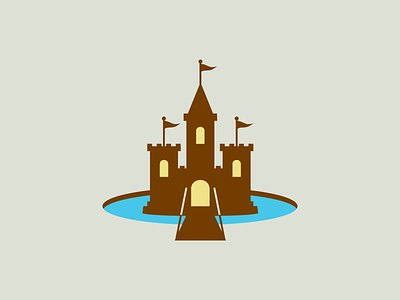Castle castle flag identity illustration logo moat princess water
