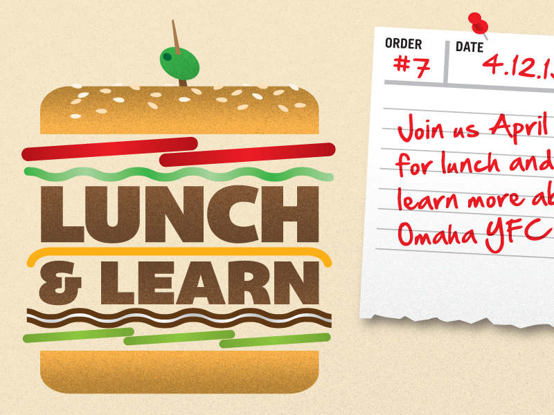 Lunch & Learn Burger illustration hamburger burger bacon cheese lettace pickles tomato tomatoes order bun buns pickle toothpick lunch sesame seeds