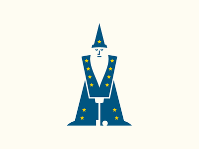 Retriever Wizard #2 beard blue concentration golf golf ball identity illustration logo magic magician putter stars wizard