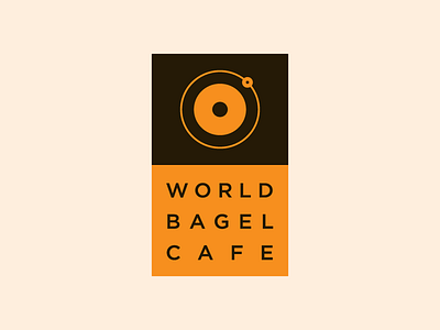 World Bagel Cafe #1 bagel bagel. orange black circle food identity logo orange world