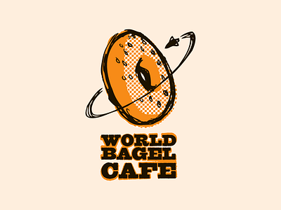 World Bagel Cafe #2 bagel bagel. orange black circle food identity logo orange world