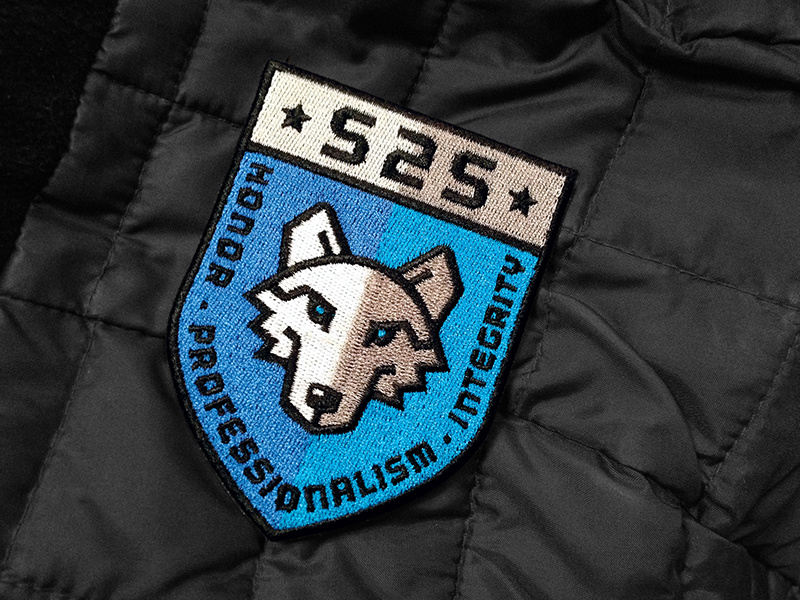 Wolf Creek Security Badge badge wolf embroidery blue logo patch