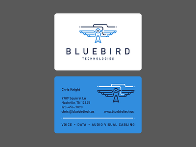 Bluebird Tech Business Card audio bird blue bluebird cabling nature tech technology