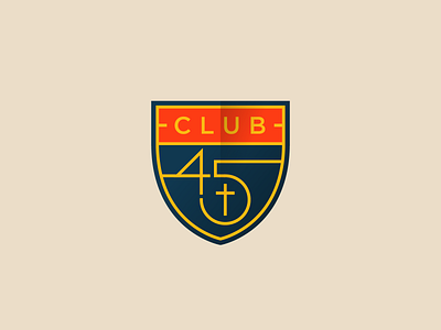 Club 45 Logo 45 badge church club cross shield