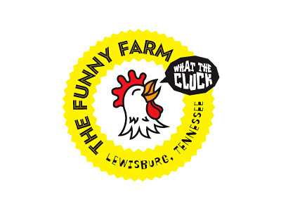 The Funny Farm - 4 Color animal bird chicken cluck enclosure funny farm identity logo rooster yellow