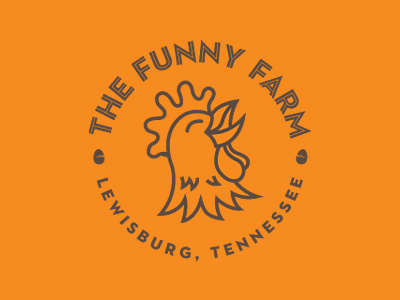 The Funny Farm - 1 Color brown chicken cluck design funny farm identity logo orange