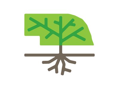 Unused Nebraska Tree Service Concept brown bush green identity logo nebraska roots state tree tree trimming