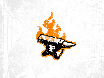 Forge Logo anvil church design distressed fire flames identity logo texture