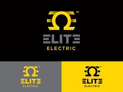 Elite Electric electric identity logo ohm omega yellow