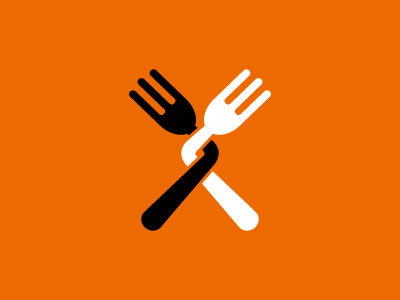 Twisted Forks black design eat eating forks identity logo orange utensils white