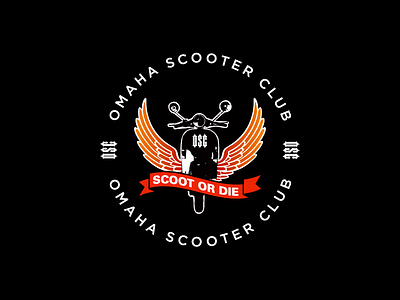 Omaha Scooter Club banner circle identity logo san serif scooter wings